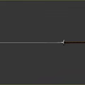 Traditional Samurai Sword Weapon With Curved Sharp Blade Red Wooden Handle And Shiny Surface Reflection