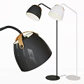 Modern Black And White Floor Lamp With Wooden Accent And Adjustable Shade