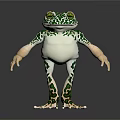 Green and White Spotted Frog 3D Model with Anthropomorphic Standing Posture 3d model
