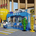 Urumqi Airport Exhibition Booth With Cartoon Character Hot Air Balloon S21 Sign And Airplane Model