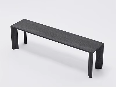 Long Minimalist Dark Wooden Public Bench with Modern Design for Public Spaces 3d model