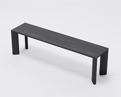 Long Minimalist Dark Wooden Public Bench with Modern Design for Public Spaces 3d model