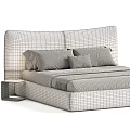 Stylish Soft Upholstered Double Bed With Comfortable Bedding Featuring Two Optional Colors For Modern Bedroom