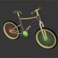 Purple Stunt Bicycle With Purple Frame Seat Black Handlebars Gold Rims And Green Accents