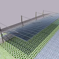 Transparent Awning with Metal Supports for Outdoor Use Over Green Tiled Ground and Paved Pathway