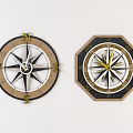 Vintage Circular And Octagonal Clocks With Directional Markers N S E W 3d model
