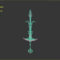 Ornate Decorative Spear With Metallic Design Gold Accents And Circular Base