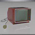 Vintage Red Electronic Television Appliance With Classic Design And Power Cord