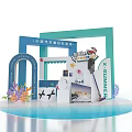 Small Bottle Air Purifier Exhibition Booth With X SUMMER Decorations And Ocean Elements 3d model