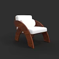 Elegant Modern Single Chair With White Cushion And Curved Wooden Frame Design