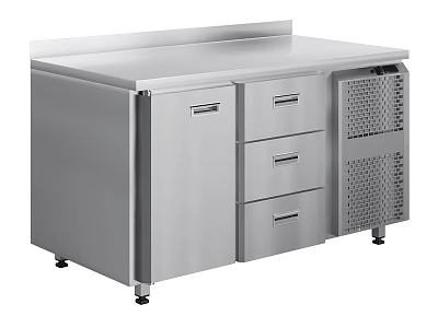 Stainless Steel Commercial Kitchen Workbench With Drawers Cabinet Storage And Ventilation Panels 3d model