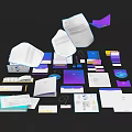 Colorful Brand Design Collaterals With Brochures Business Cards And CD Cases