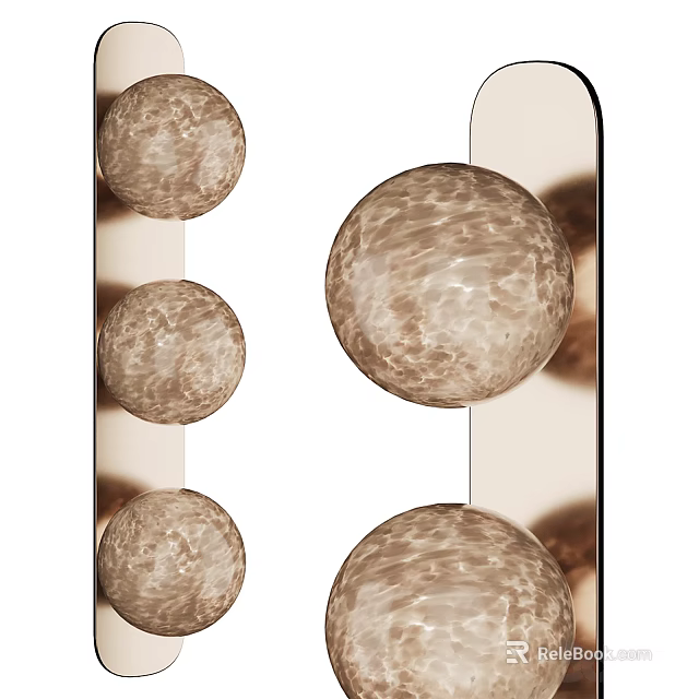 Modern Decorative Wall Lamp With Multiple Spherical Marble Texture Globes For Home Interior 3d model