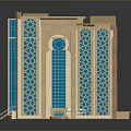Islamic Style Architectural Model With Geometric Patterns And Blue Decorative Elements 3d model