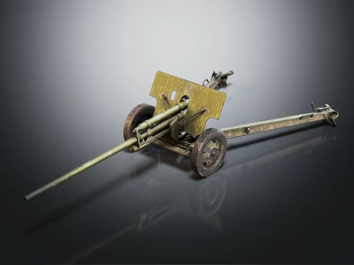 Vintage Military Cannon With Metal Wheels And Long Barrel Structure 3d model