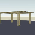 Wooden Pergola Structure With Cross Beams And Support Columns For Outdoor Patio