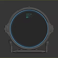 Futuristic Circular Smart Display With Blue Glowing Border And Transparent Stand