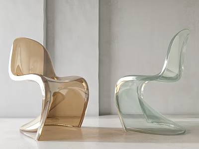 Modern Acrylic Chair With Sleek Design In Brown And Light Green 3d model