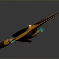 Futuristic Orange Spaceship With Sleek Design Blue Thrusters And Cockpit Pilot