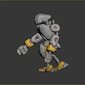 Mechanical Robot Character With Silver Yellow Joint Components And Detailed Structure