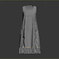 Stylish Gray Sleeveless Dress With Fringe Hem And Flowy Silhouette Design