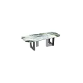 Luxury Modern Rectangular Dining Table With Natural Marble Top And Unique Geometric Metal Legs