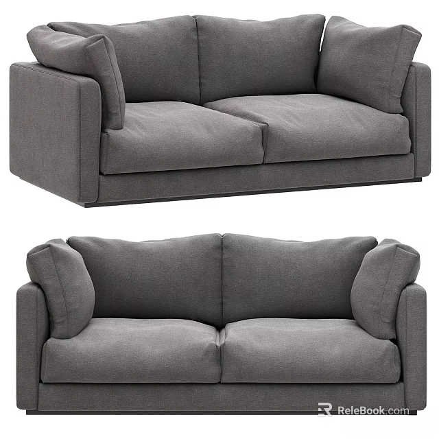 Gray Two Seater Sofa Modern Design With Comfortable Cushions And Upholstered Fabric 3d model