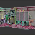 Industrial Equipment Setup With Control Cabinets Pipes Valves And Metal Frames Installation