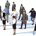 Group of diverse people in business attires standing with different poses