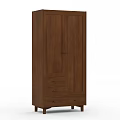 Traditional Brown Wooden Wardrobe With Two Doors Drawers And Legs