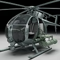 Military Helicopter Model With Rotor Cockpit Landing Gear And Mounted Equipment