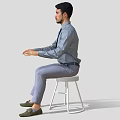 Realistic Characters Modern Characters Men's Background Characters Static Characters Sitting Posture Office Phone Asian Men White Collar 3d model