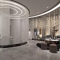 Elegant Bridal Shop Interior With Wedding Dress Displays Sofa And Decorative Statues