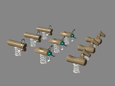 Multiple Beige Leisure Chairs With Spring Structure And Green Adjustment Parts Design 3d model