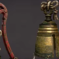Traditional Hanging Ornaments Featuring Red Decorated Handles Golden Bell Body And Tassel Pendants