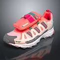 Kids Pink Orange Green Sports Sneakers With Stripes And Velcro Strap White Sole