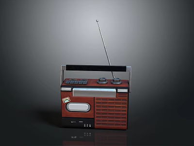 Vintage Radio With Wooden Case Antenna FM AM Tuner And Handle 3d model