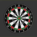 Classic Dartboard With Red Green Black White Numbered Sections And Darts