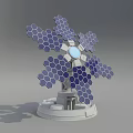 Flower Shaped Solar Powered Household Appliance With Hexagonal Panels Blue Center And White Base