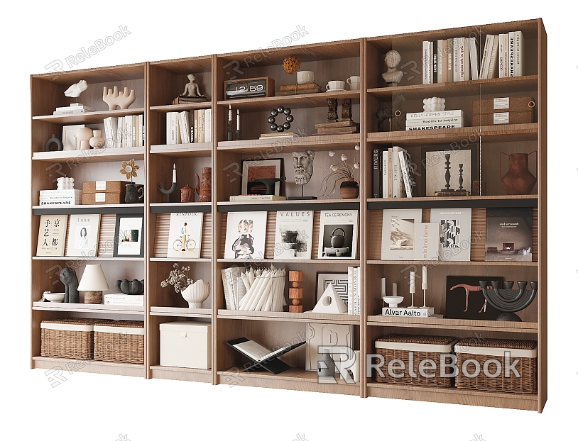 Bookcase Decorative Cabinet Books Books Ornaments model