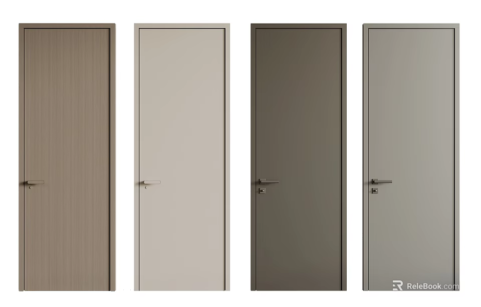 Modern Hinged Doors With Various Colors And Stylish Finishes For Home Interior 3d model 