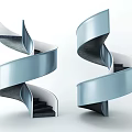Modern Spiral Staircase With Light Blue Curved Structure And Sleek Steps 3d model