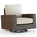 Modern Wicker Leisure Chair With Beige Cushion And Swivel Base Design
