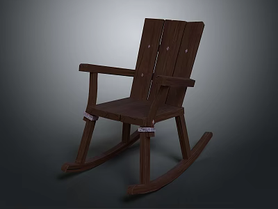 Classic Dark Solid Wood Rocking Leisure Chair For Cozy Home Indoor Daily Relaxing Moments 3d model