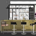Modern Bar Interior With Glass Shelves Bottles Bar Stools And Warm Lighting
