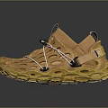 Brown And Yellow Casual Shoes With Hollow Out Design White Laces And Yellow Sole