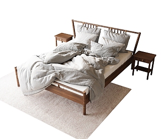 Log Wind Double Bed 3d model