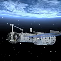 Stunning Space Landscape Featuring Earth With Blue Atmosphere And Orbiting Space Station 3d model