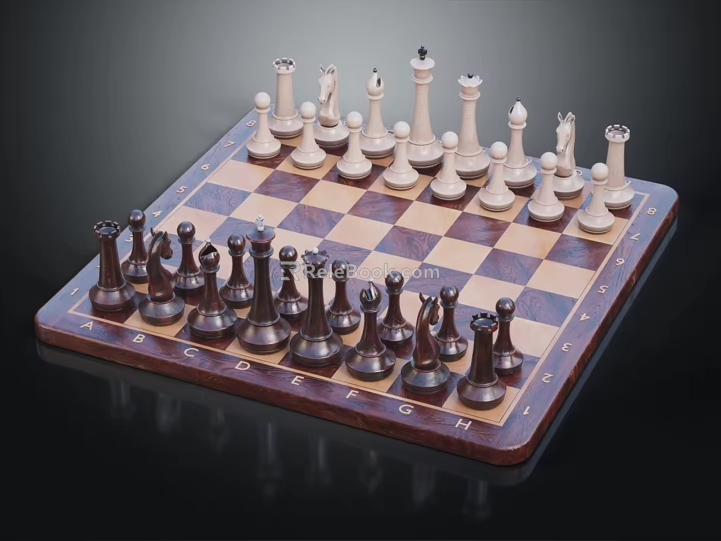 Modern Chess Wooden Chess 3d model
