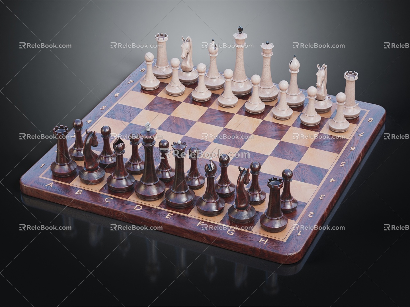 Modern Chess Wooden Chess 3d model